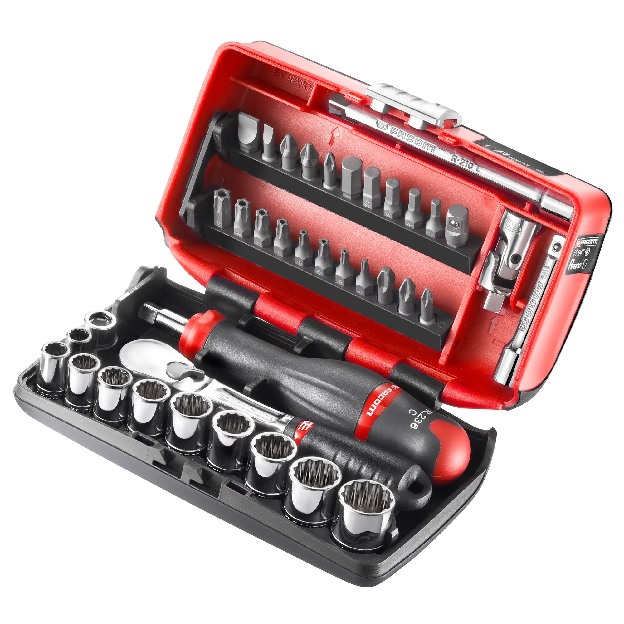 Facom RL.NANO-U2 1/4-inch drive imperial socket and bit set, 38 pieces