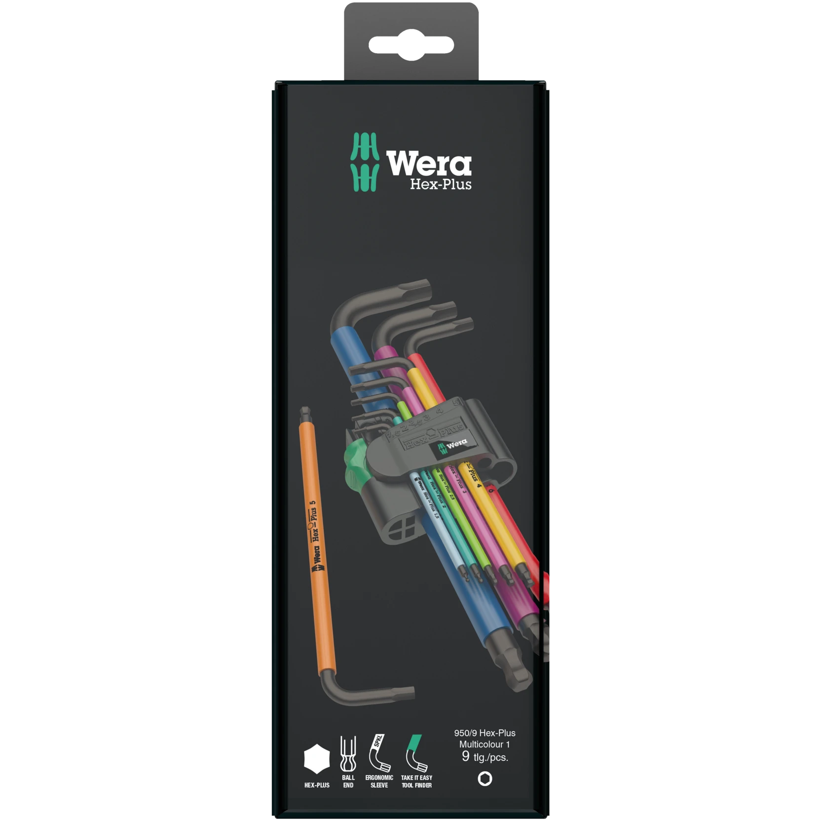 Wera 950/9 Hex-Plus Multicolour 1 SB Metric L-Key Set, 9-Piece