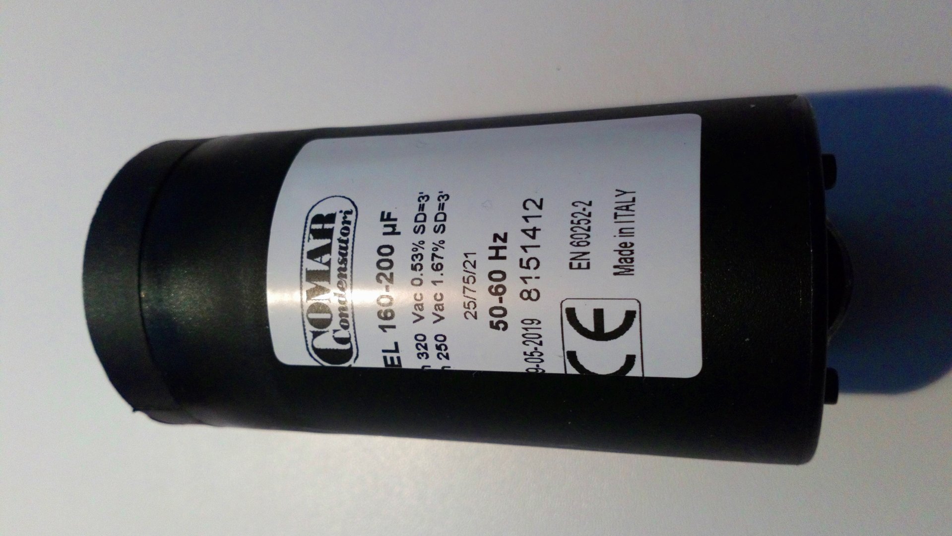 Comar 160–200 µF Motor-Start Capacitor, 320 V AC