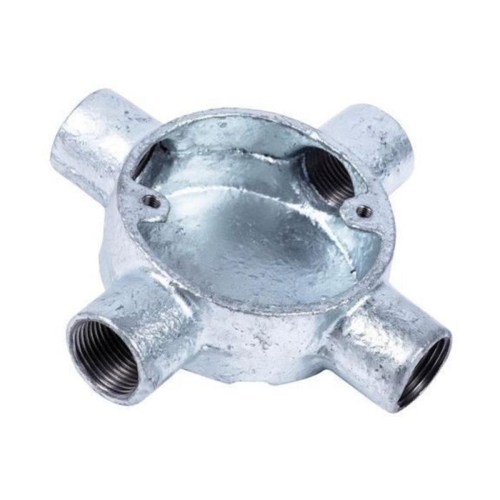 25 mm galvanised 4-way conduit box