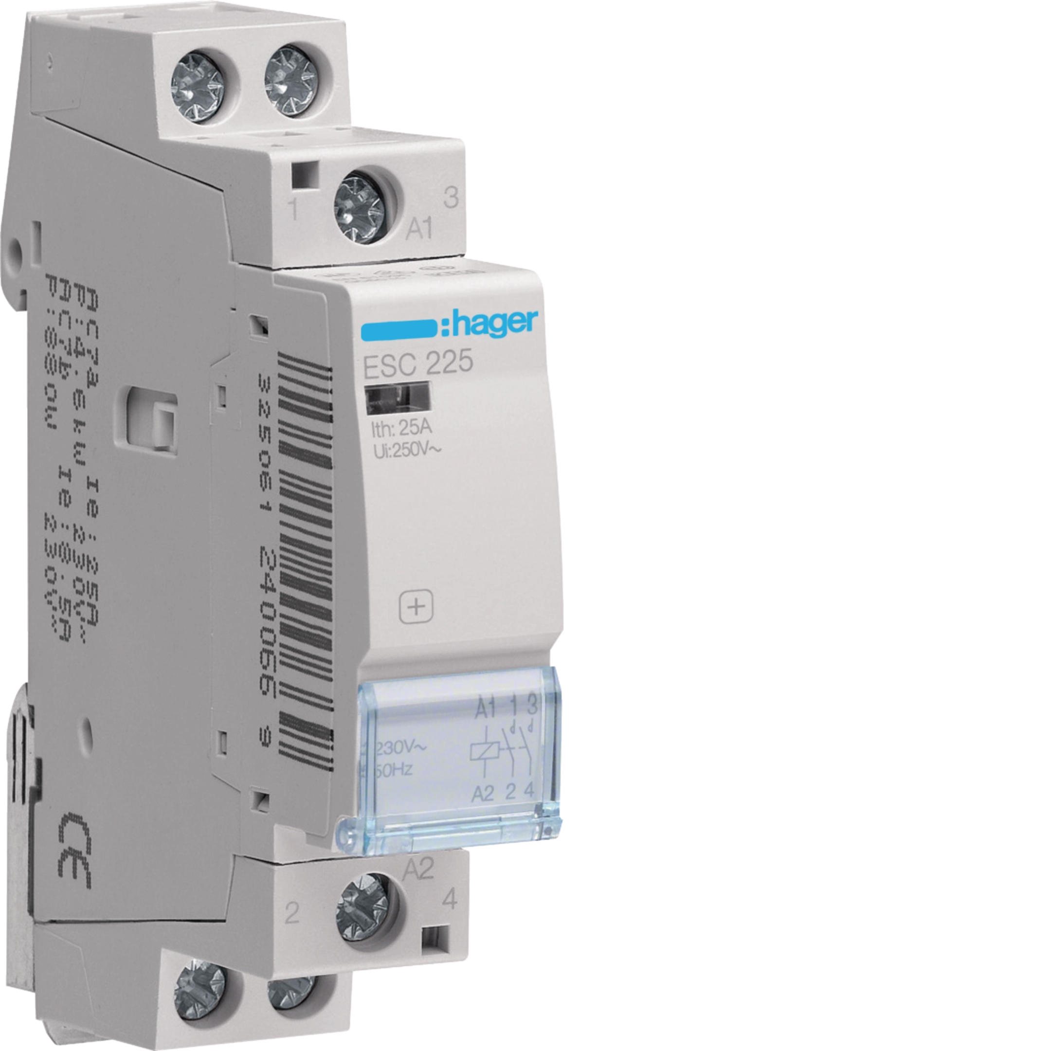 Modular contactor, 2-pole, 2 NO, DIN rail