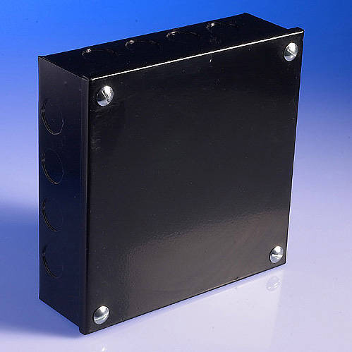 6 × 6 × 2 in powder-coated knockout box