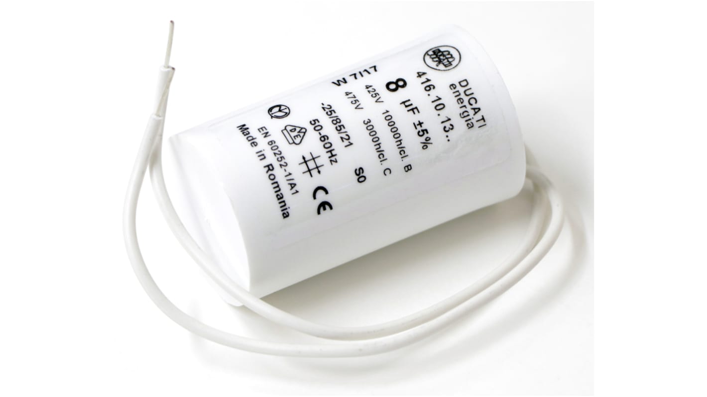 Ducati Energia 4.16.10.13.06 8 µF Motor Start-and-Run Capacitor, 450 V AC