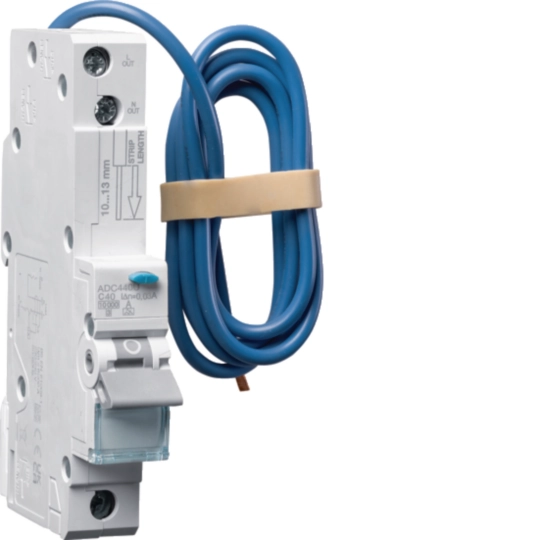 Hager 16 A 1P+N Type A RCBO, B curve, 30 mA, 6 kA, 2-module