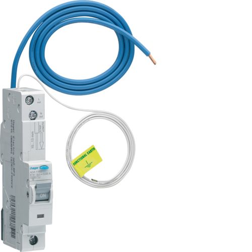 Hager 20 A single-pole RCBO, B curve, 30 mA, 10 kA, 1-module