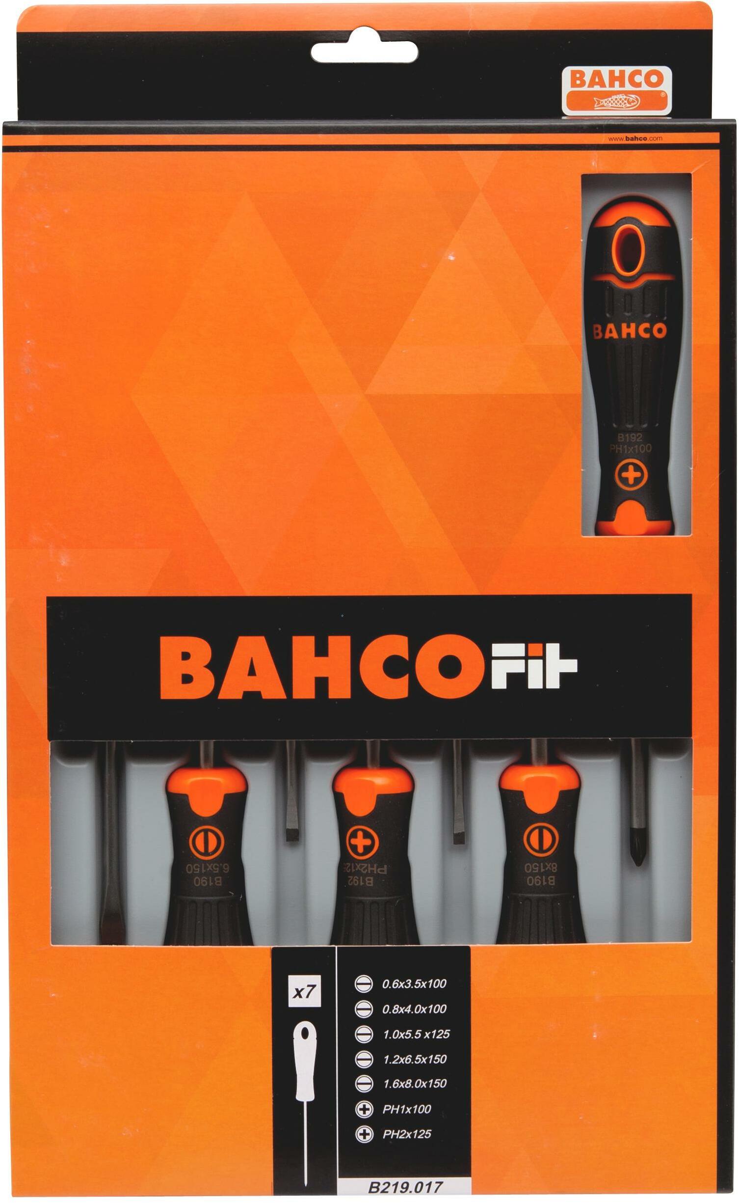 BahcoFit 7-piece slotted and Phillips screwdriver set, B219.017