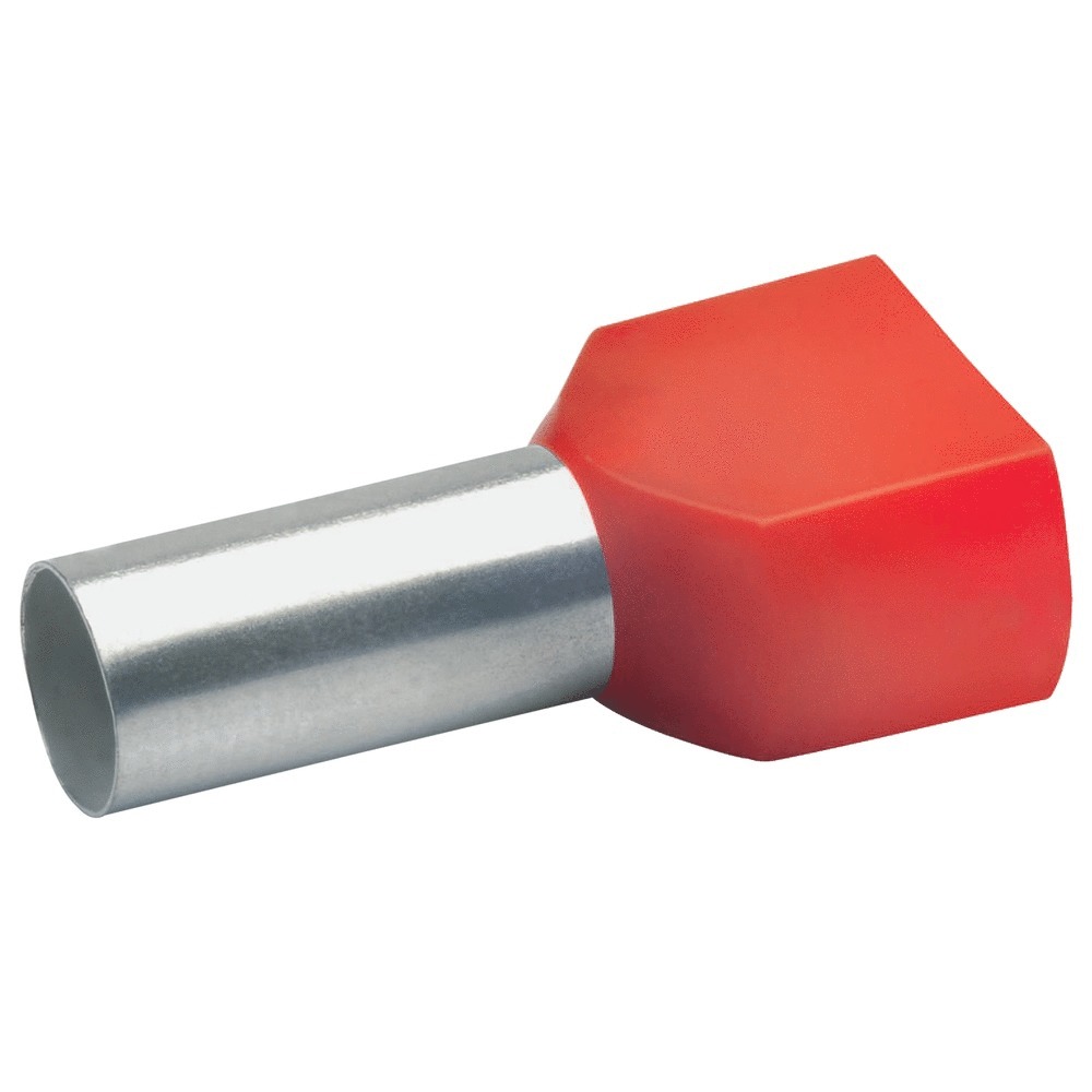2 x 10 mm² Twin Bootlace Ferrule — Red
