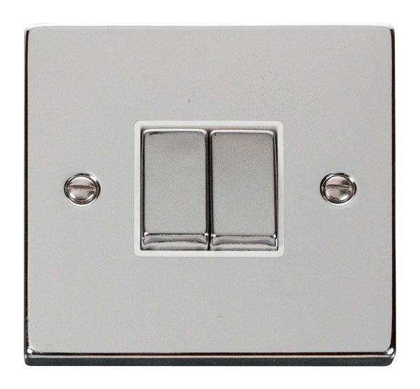 Click Scolmore VPCH412WH Click Chrome 2-gang switch