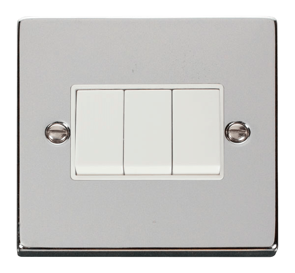 Click Scolmore VPCH013WH Click Chrome 3-gang switch