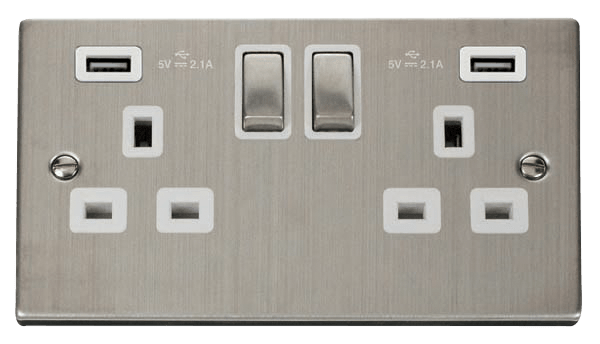 Click Scolmore VPSS580WH Click Crome TWIN/S/S Ubs