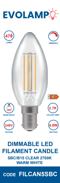 5 W sbc LED candle bulb