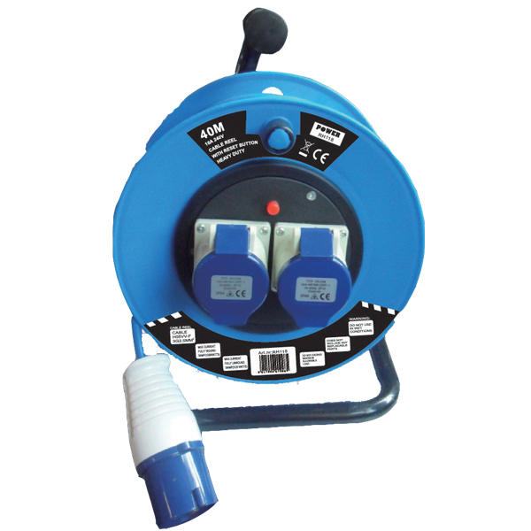 40 m Cable Reel — 2 × 16 A Sockets — 220 V