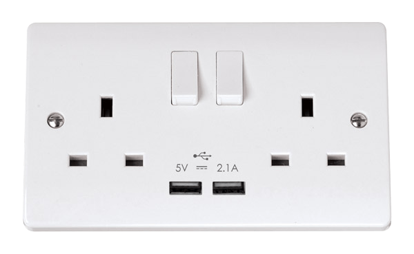 Click Scolmore CCA780 Twin switched Socket With 2 USB