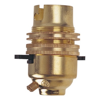Switched brass BC/B22 lampholder