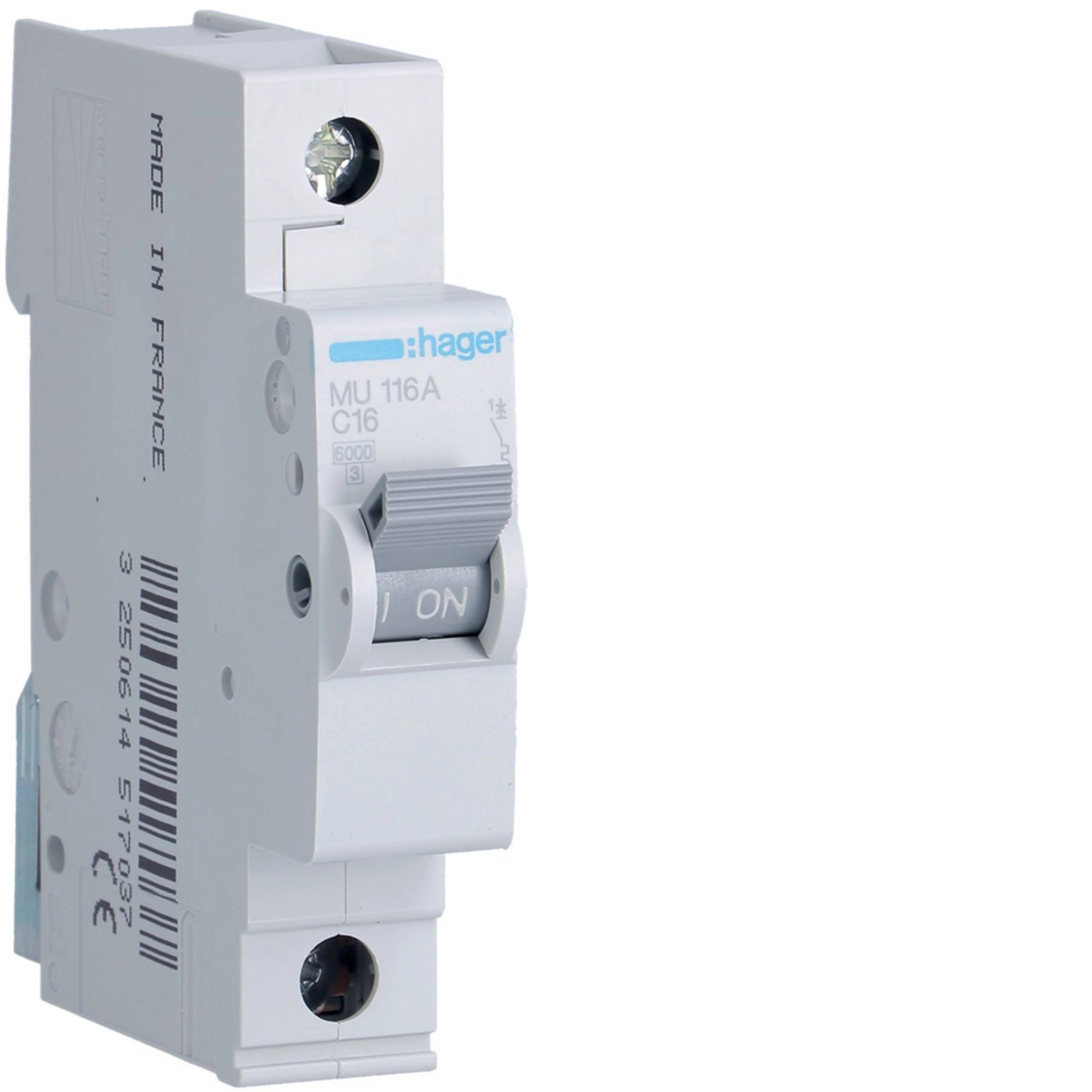 Hager 16 A single-pole C-curve MCB, 6 kA