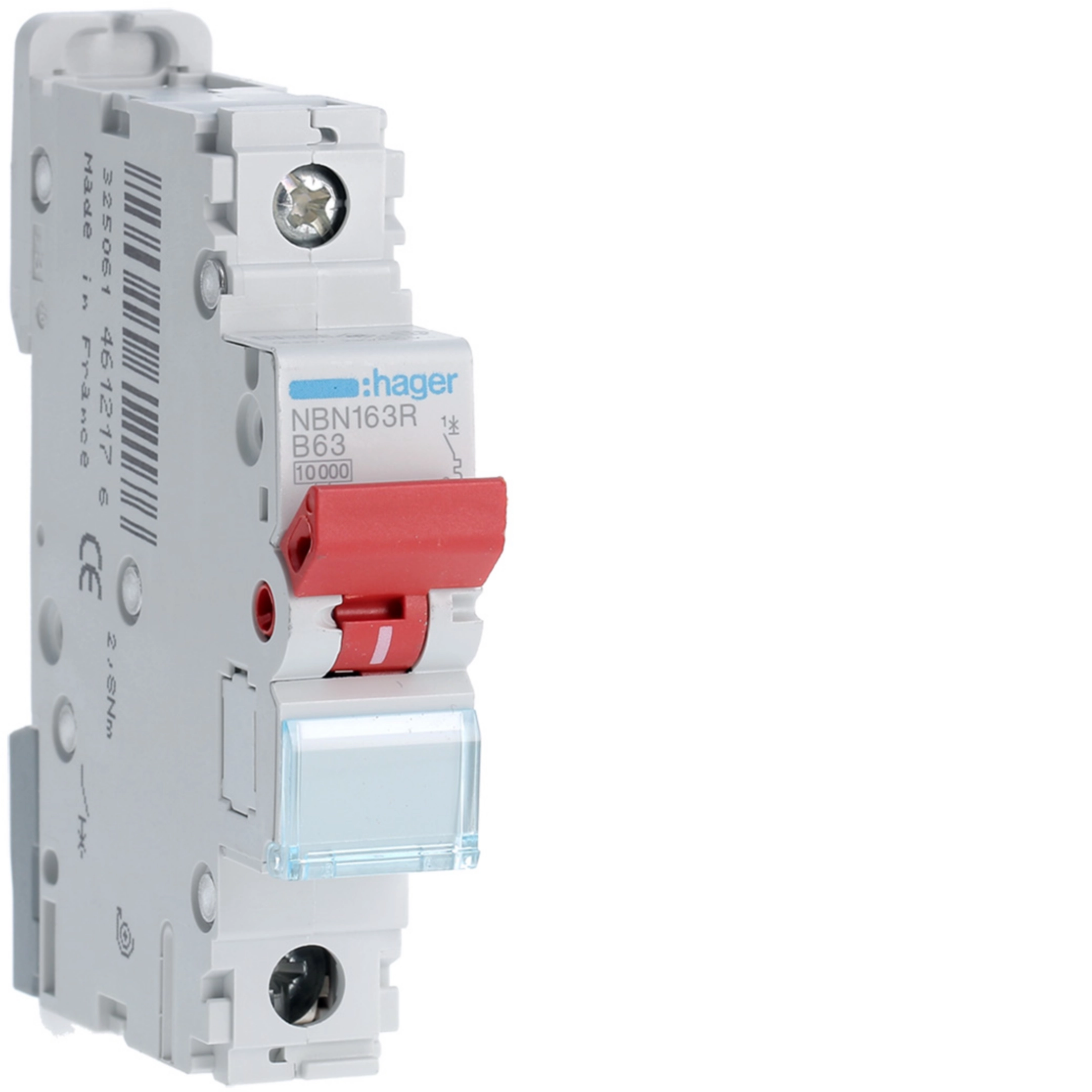Hager 63 A single-pole B-curve MCB, IP20