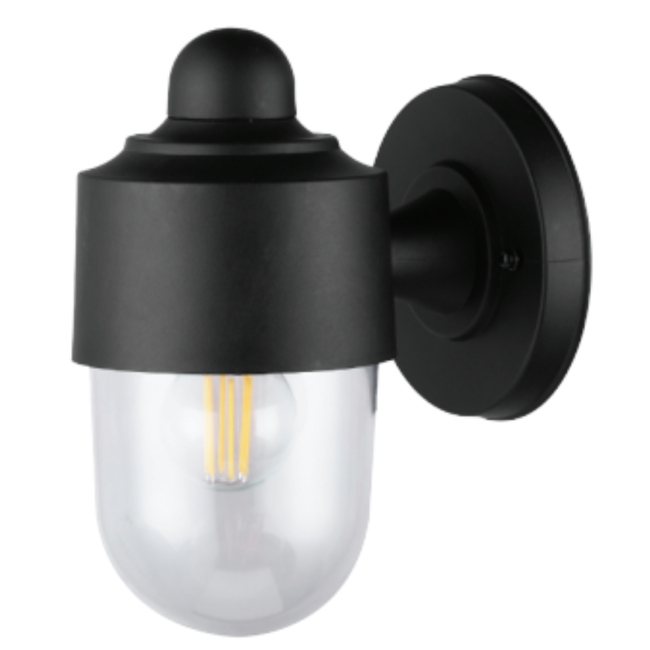 Evolec Capri dark grey polycarbonate wall light, clear diffuser, E27