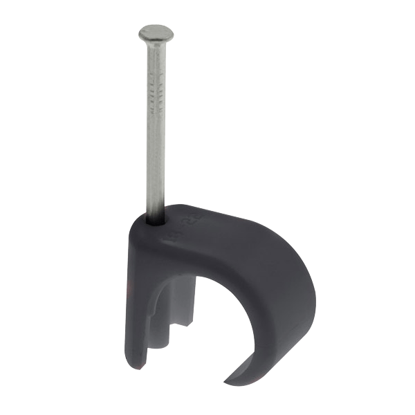 Black Round Cable Clips, 7–10 mm