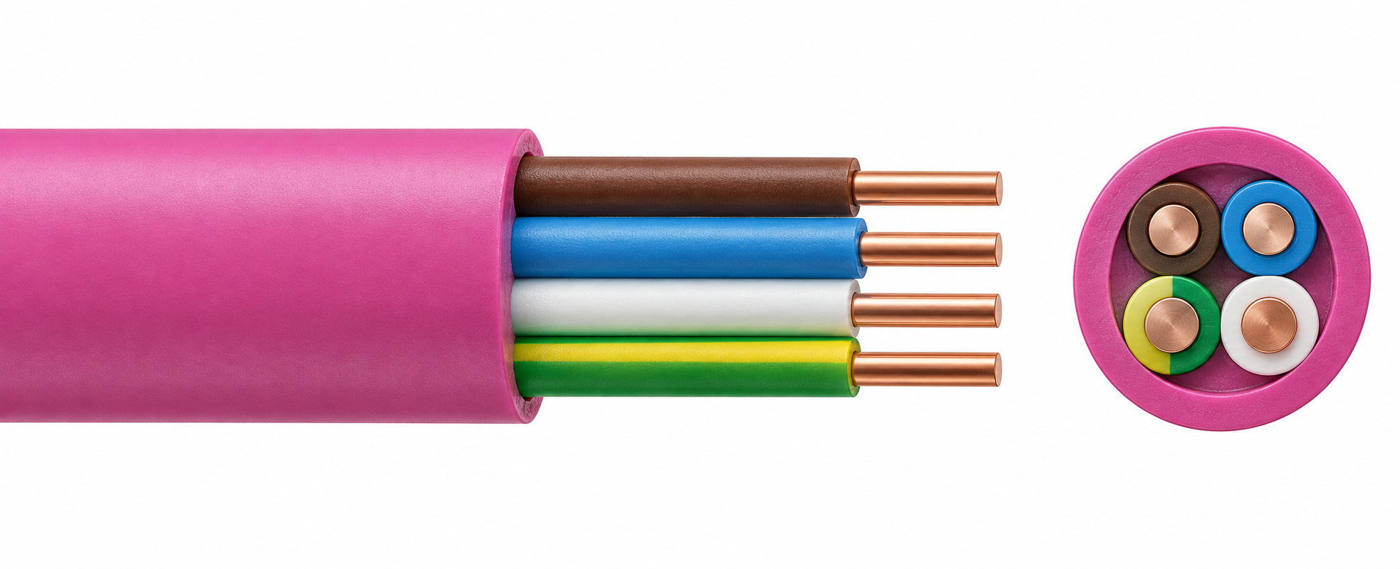 1.5 mm² 4-Core NHXMH Detector Cable — Pink — Per Metre