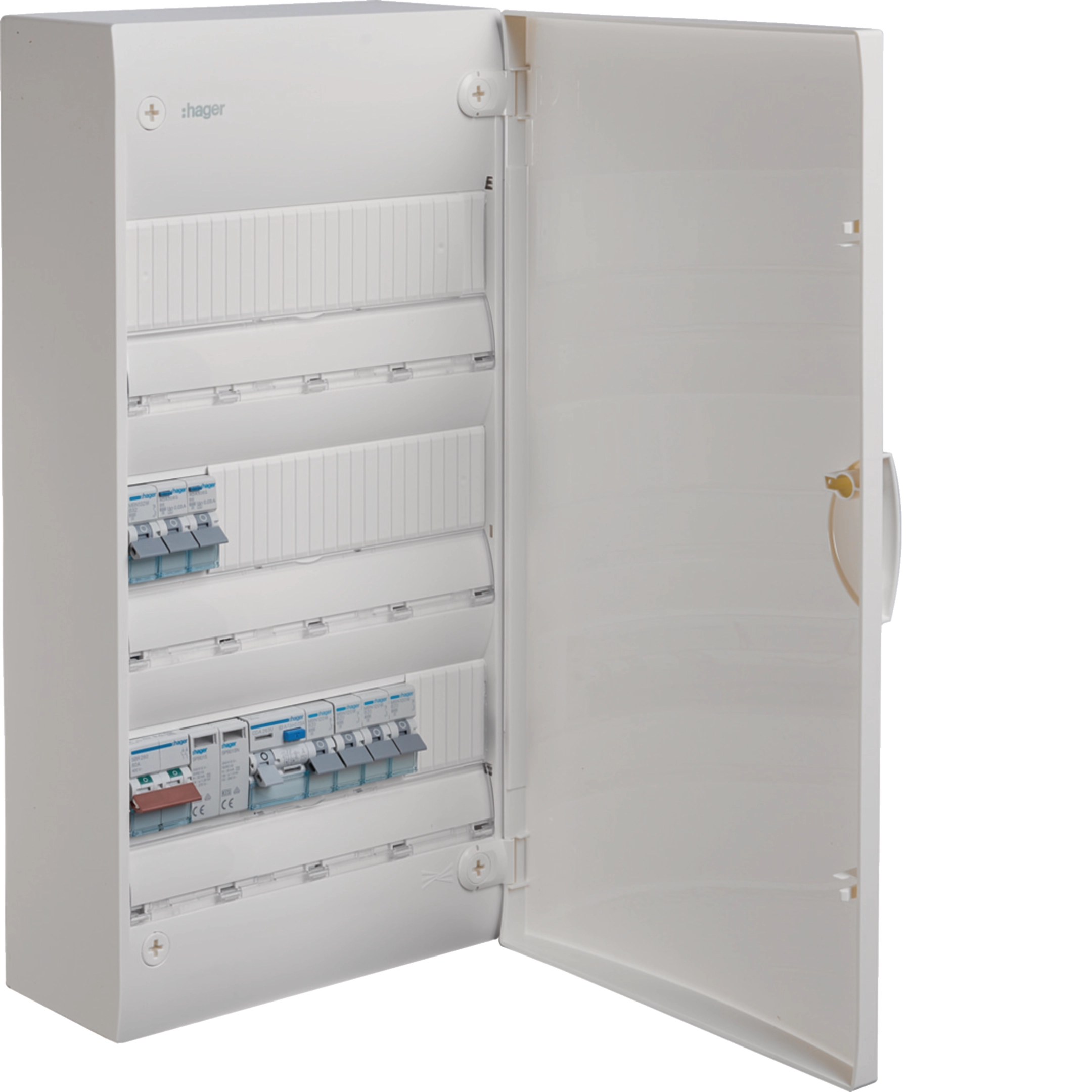 Hager Gamma 3-row consumer unit with SPD, IP40