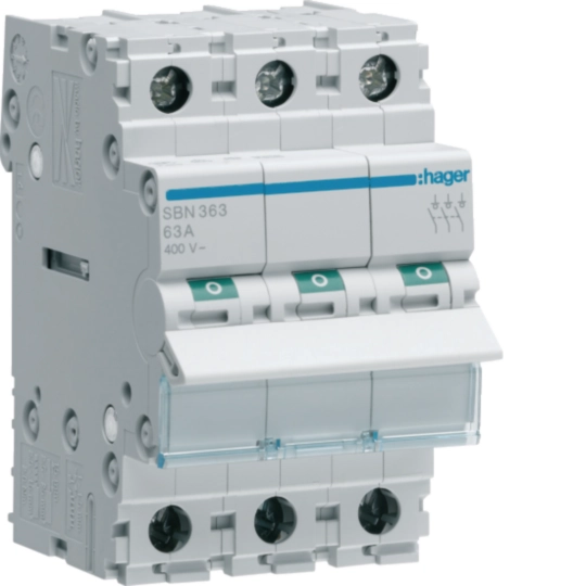 Hager 63 A 3-pole switch, IP20