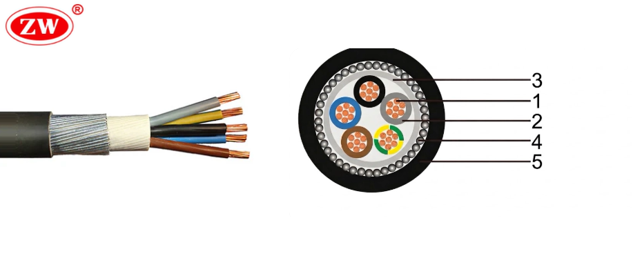 5-core 16 mm² steel wire armoured cable