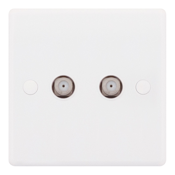 Selectric 2-Gang F-Type Satellite Socket — White