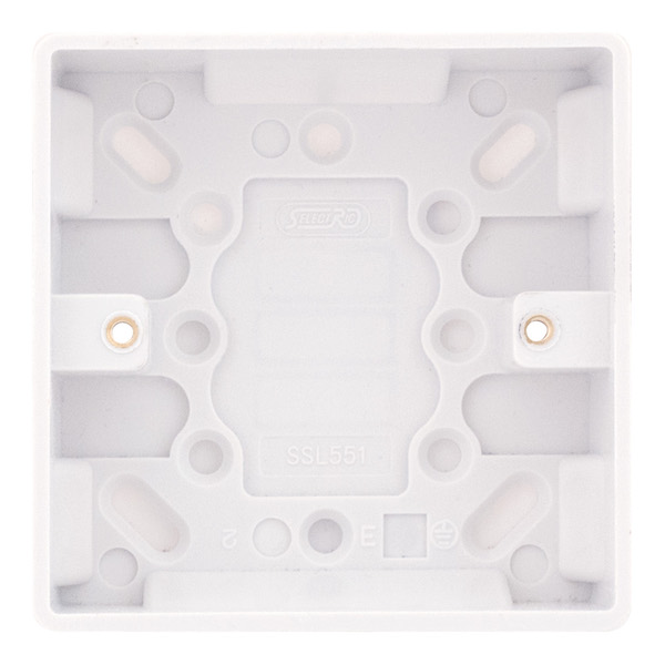 Selectric 1-gang 25 mm surface patress box, 86 × 86 × 25 mm