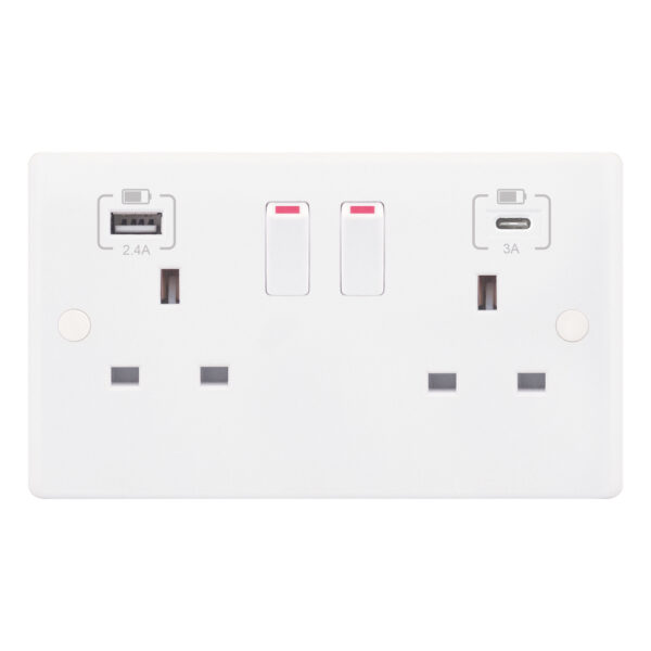 Selectric 13 A 2-gang switch SOCKET/USB