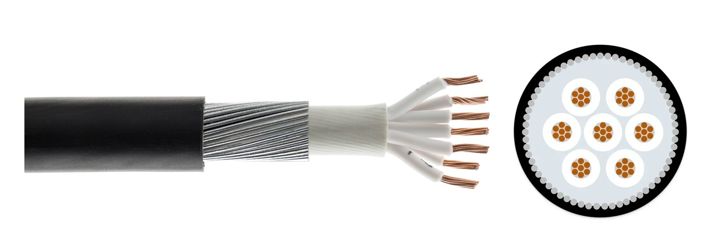 7-core 1.5 mm² steel wire armoured cable