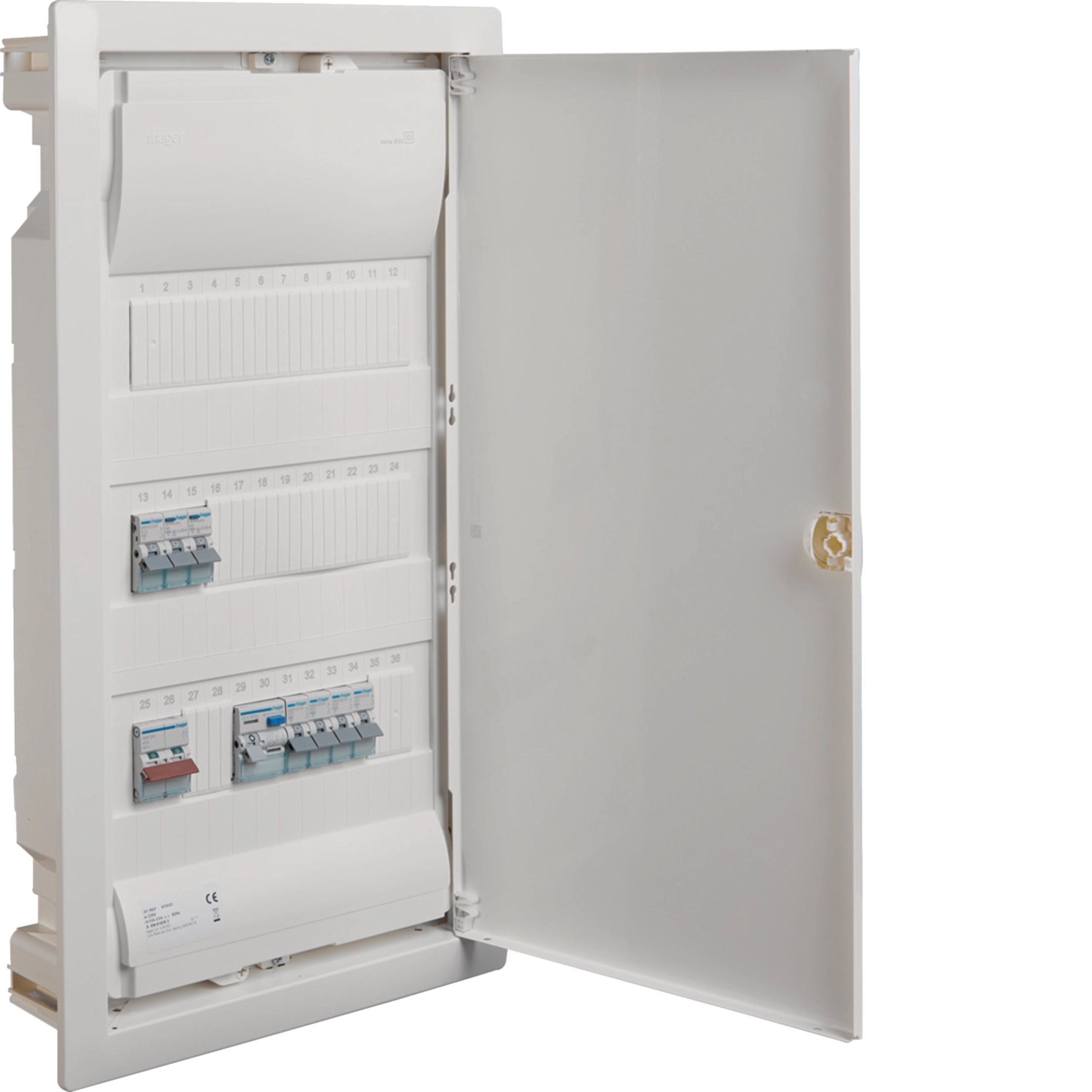 Hager Volta 3-row consumer unit, 63 A, IP30
