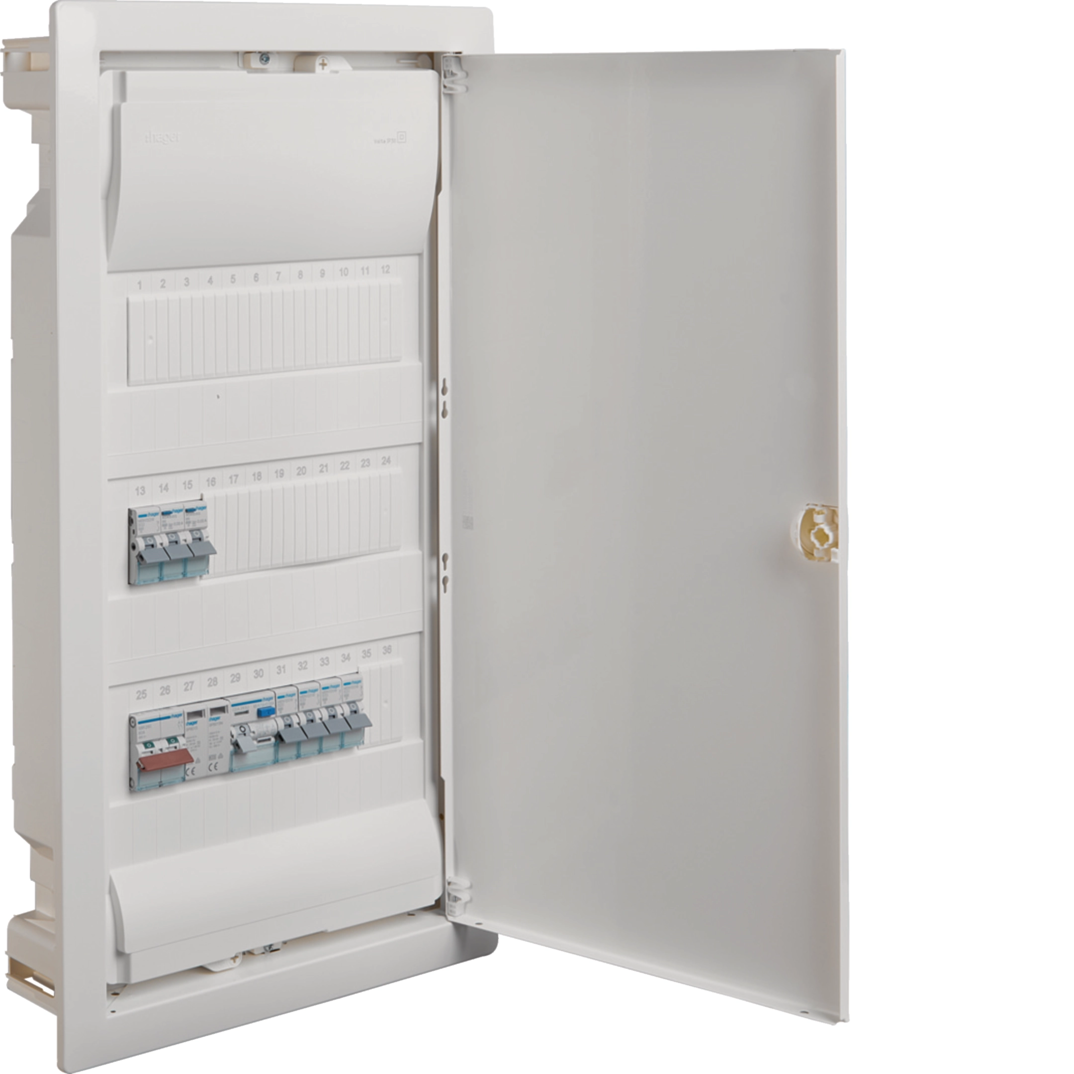 Hager Volta 3-row consumer unit with SPD, 63 A, IP30