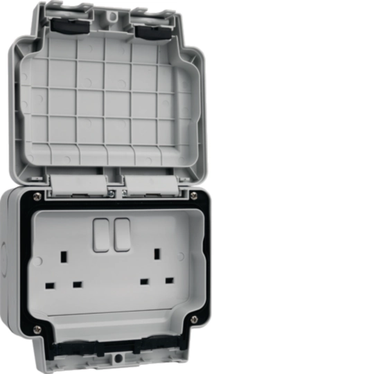 Hager 2-gang IP66 Outdoor socket
