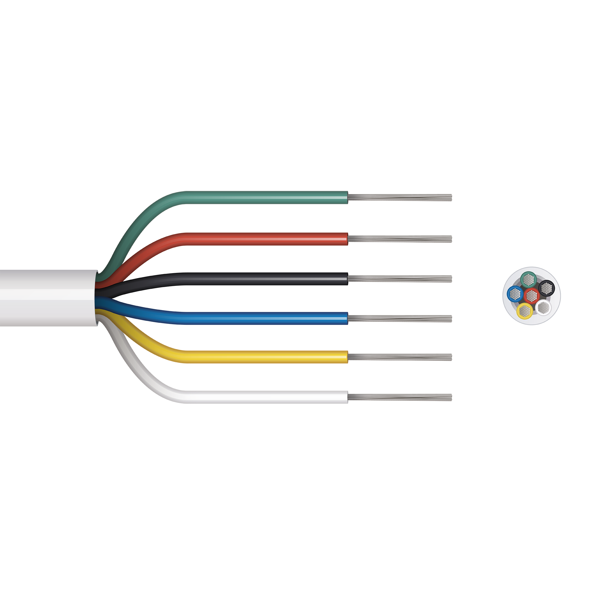 6-core white alarm cable — 100 m reel