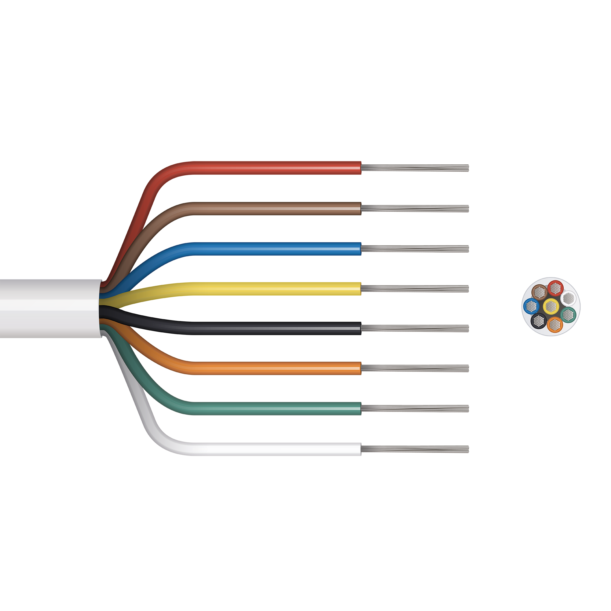 8-core white alarm cable — 100 m reel