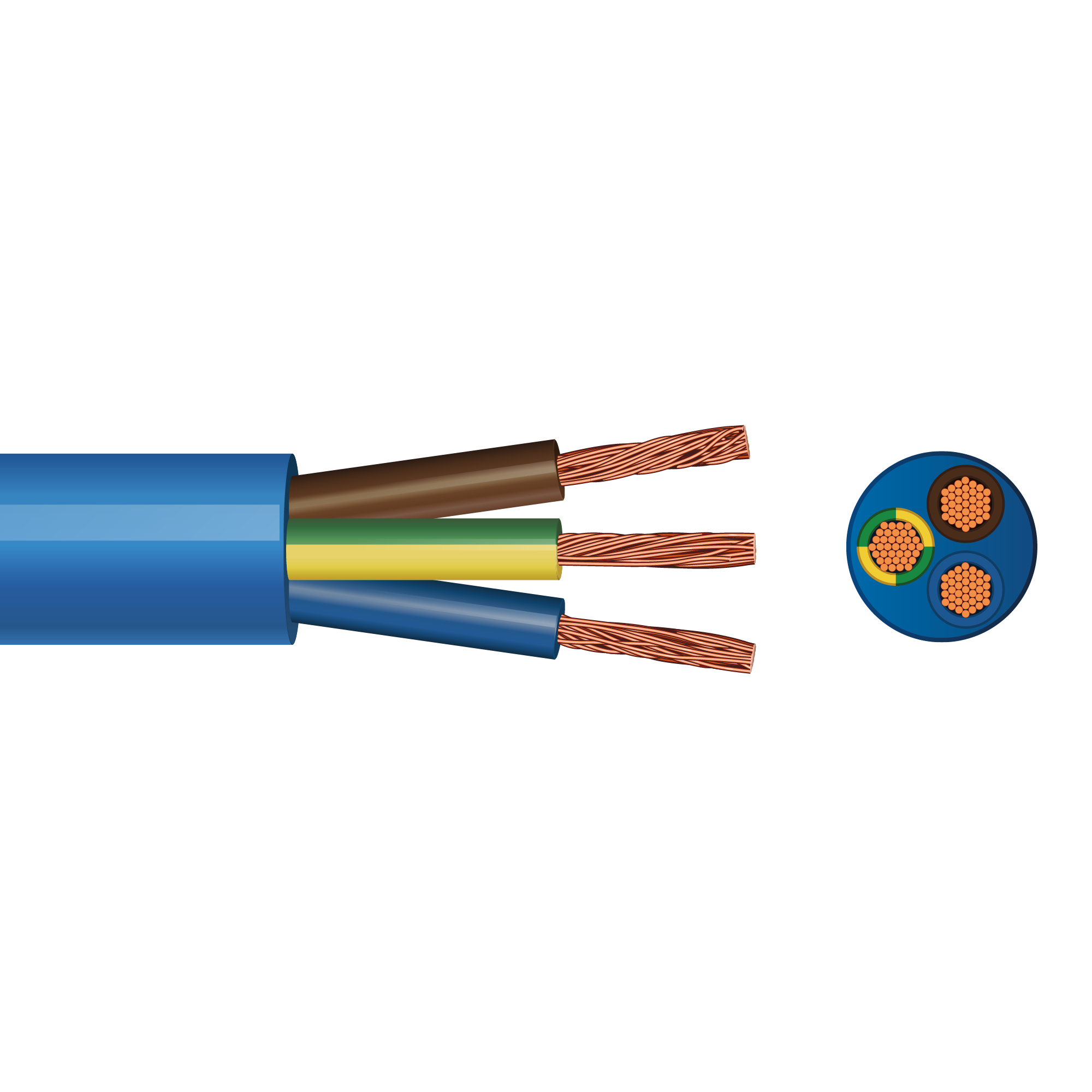 1.5 mm² 3-Core Arctic-Grade Flexible PVC Cable — Blue