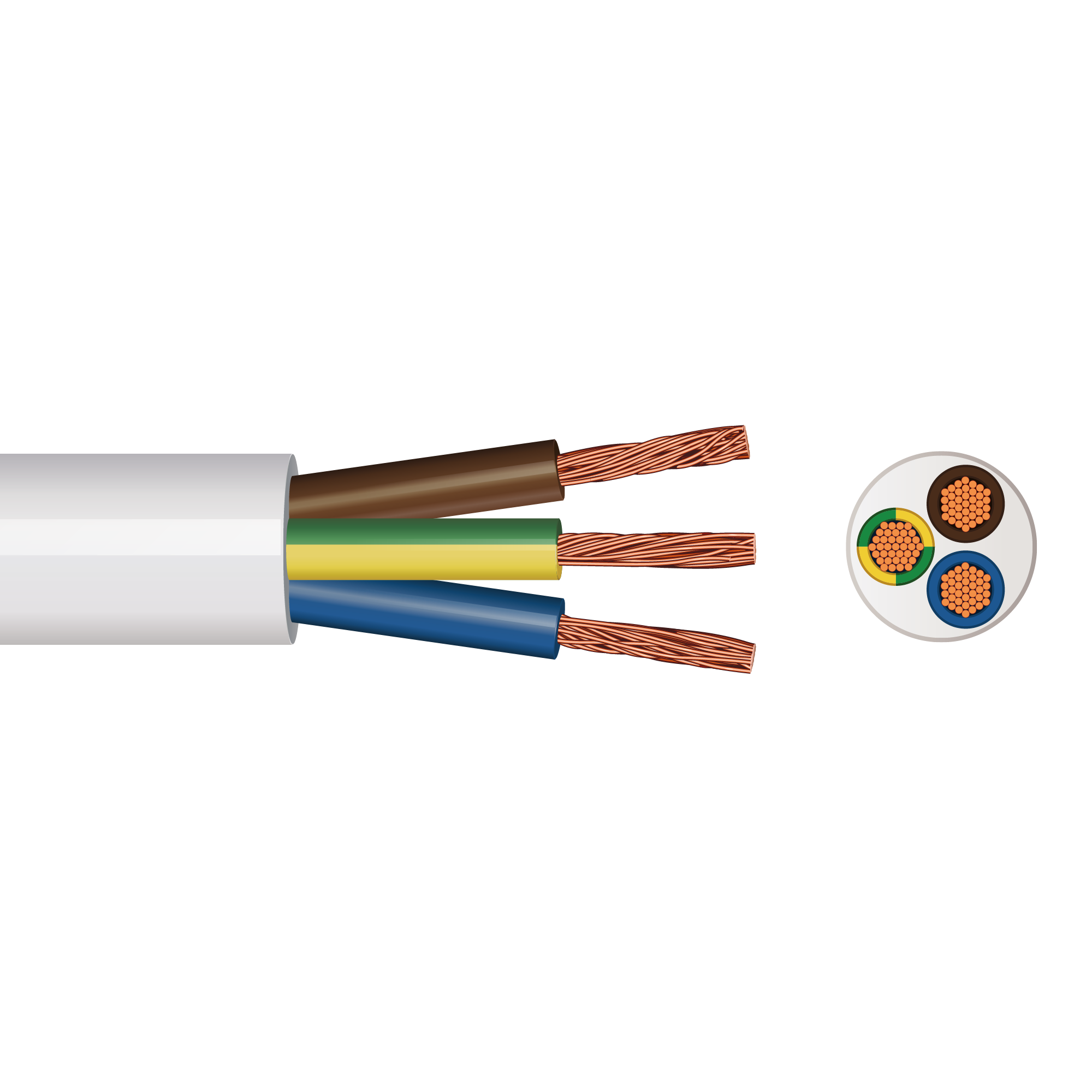 3-core 1 mm² circular flexible cable