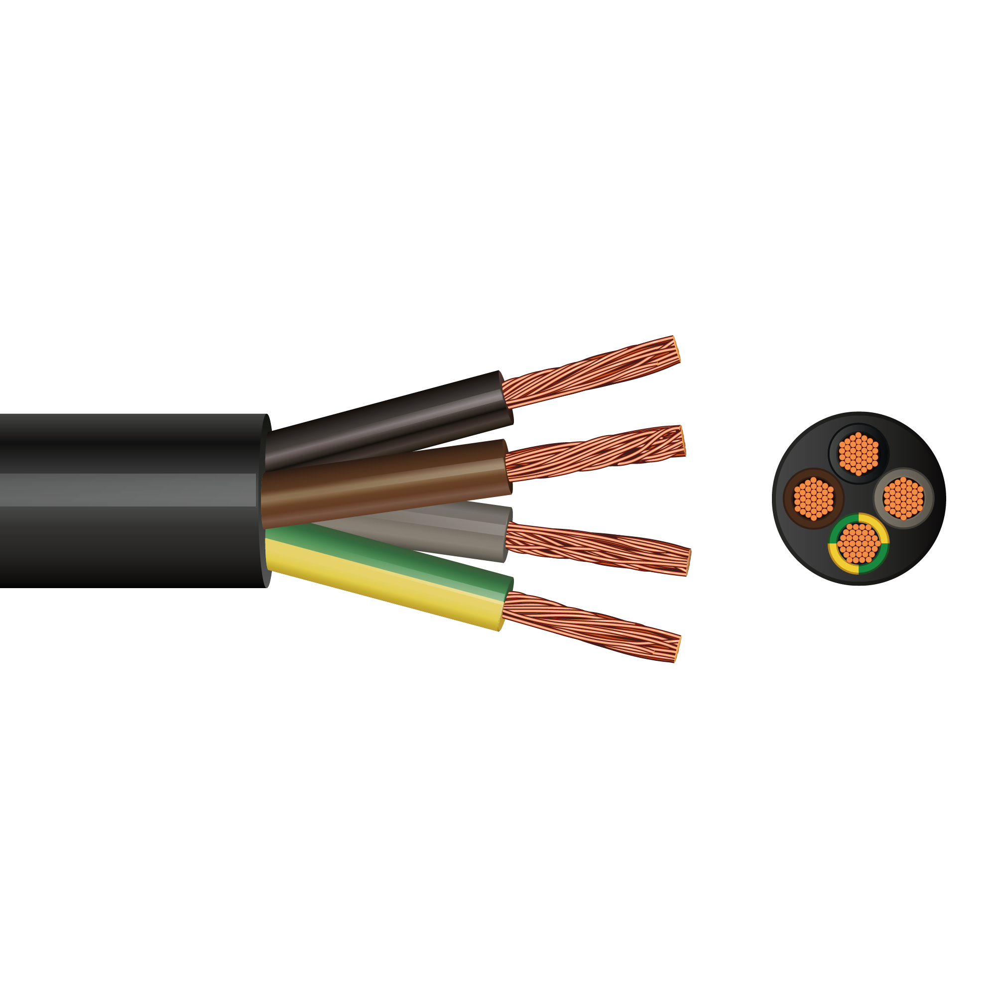 1.5 mm² 4-Core Rubber Flexible Cable — Per Metre